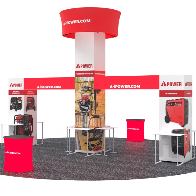 20 X 20 - 16ft tall Backlit Trade Show Booth with Hanging Sign - Image 2