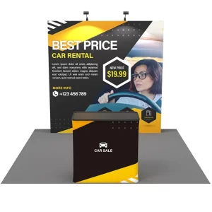 8ft Straight PopUp Now Fabric Display with Counter