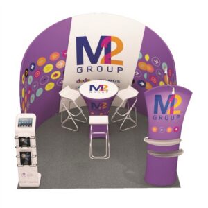 10 x 10 Trade Show Booth Display with Cocktail Table- M2