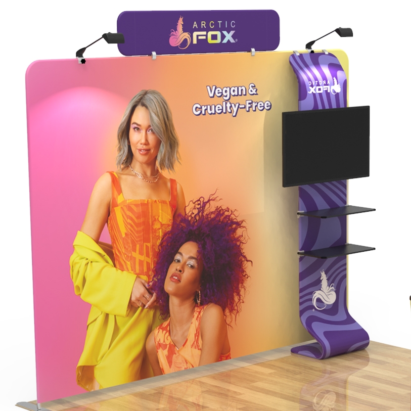 10 ft Big Fabric Trade Show Display with Monitor Stand - Image 2