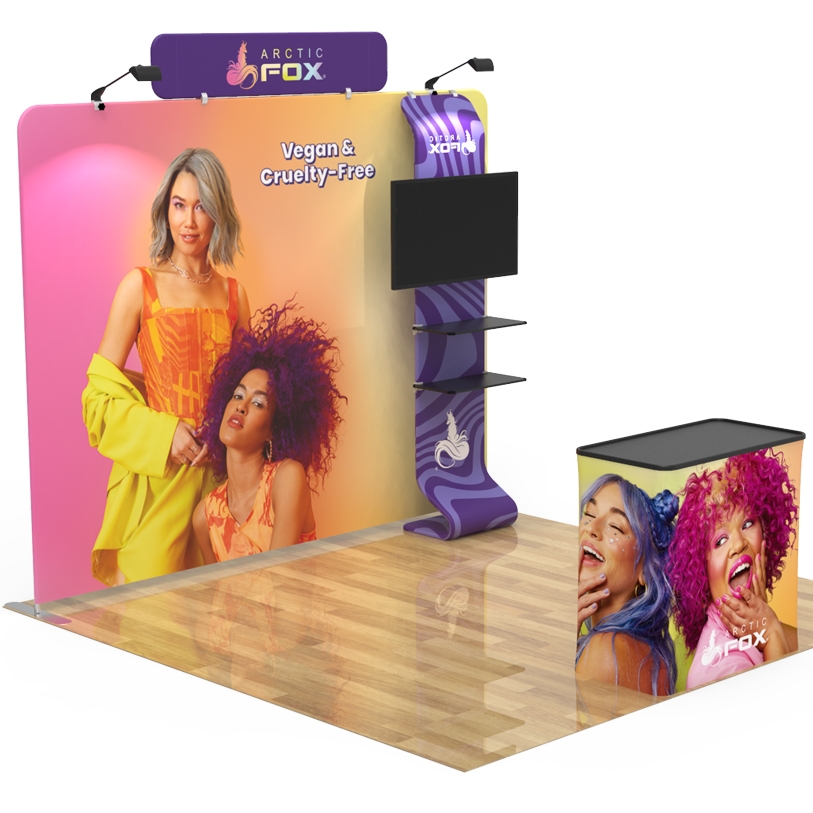 10 ft Big Fabric Trade Show Display with Monitor Stand - Image 3