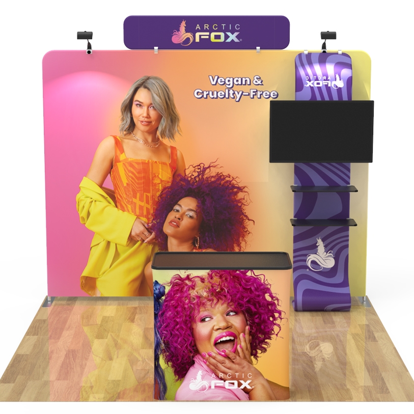 10 ft Big Fabric Trade Show Display with Monitor Stand - Image 4