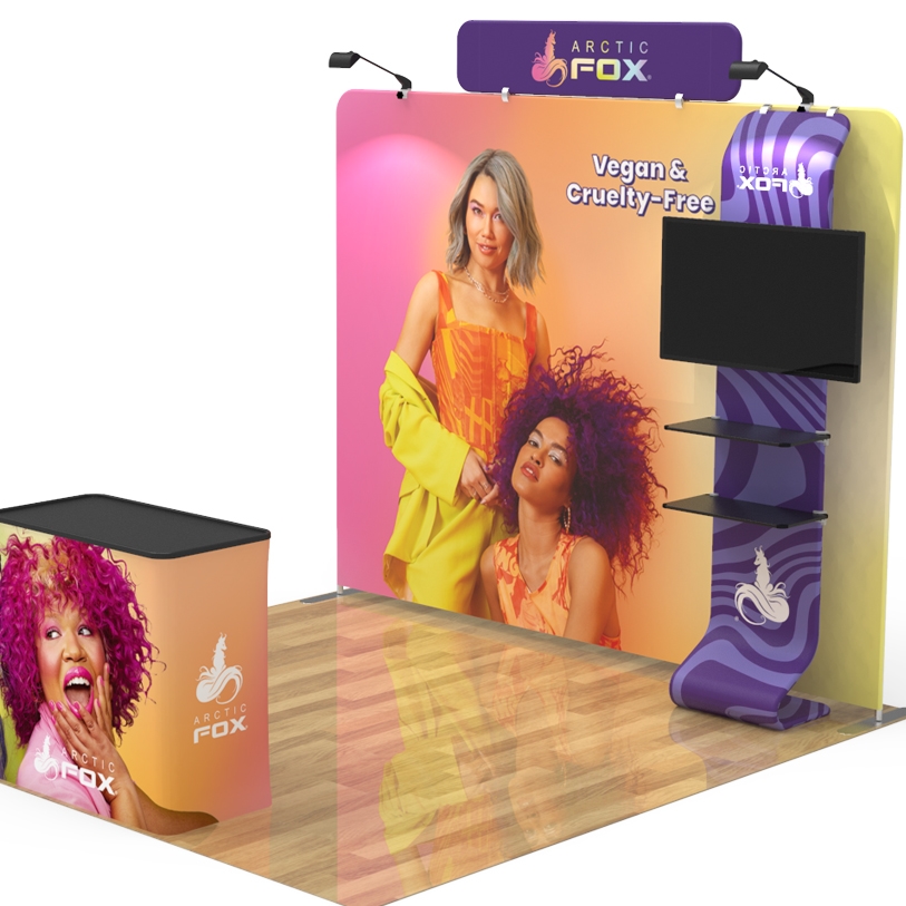 10 ft Big Fabric Trade Show Display with Monitor Stand - Image 5