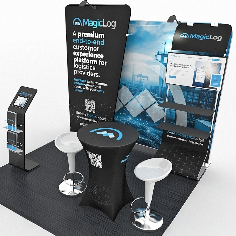 10ft Tension Fabric Booth with Slope - Magic Log