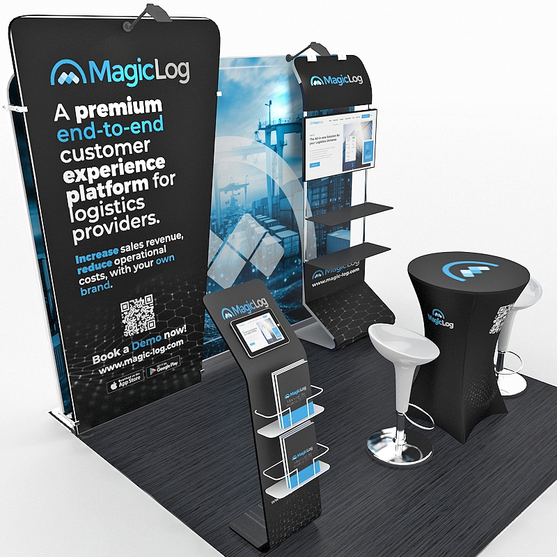 10ft Tension Fabric Booth with Slope - Magic Log - Image 4