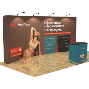 10  X 20 Ft Curved Trade Show Booth with Podium- Med Wave