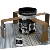 20X20 ISLAND TENSION FABRIC DISPLAY WITH LED WATERFALLS